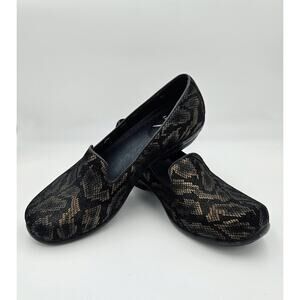 Dansko Olivia Snake Print Black/ Bronze Slip On Loafers US Sz 7.5-8, EUR Sz 38